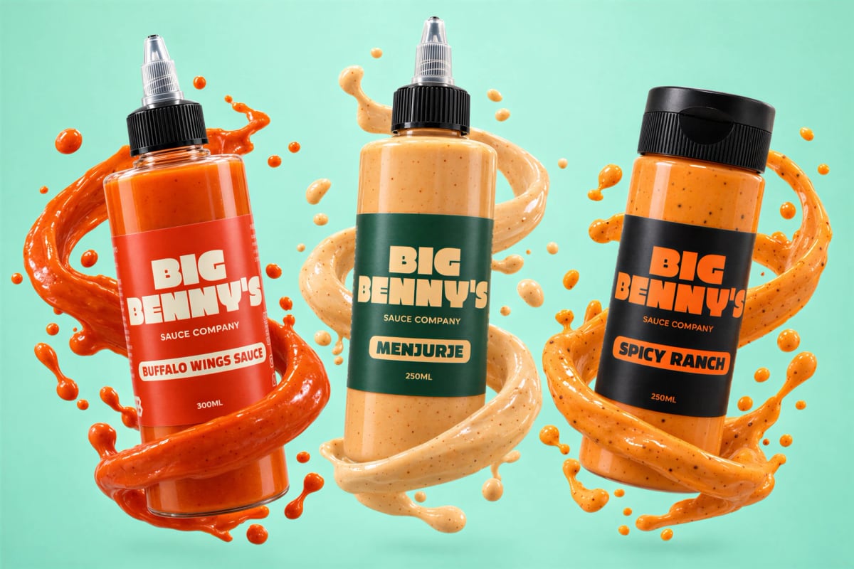 Las tres salsas Big Benny's: Buffalo Wings Sauce, Menjurje y Spicy Ranch